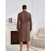 image:imageEkouaer Mens Robes Lightweight Waffle Knit Kimono Bathrobe Long Sleeve Sleepwear Soft Knee Length Robe with PocketsBrown