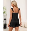 image:imageEkouaer Pajama for Women Set 2 Piece Ruffle Cami Top and Shorts PjsBlack