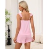 image:imageEkouaer Pajama for Women Set 2 Piece Ruffle Cami Top and Shorts PjsPink