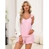 image:imageEkouaer Pajama for Women Set 2 Piece Ruffle Cami Top and Shorts PjsPink