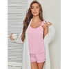 image:imageEkouaer Pajama for Women Set 2 Piece Ruffle Cami Top and Shorts PjsPink Striped Heart