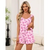 image:imageEkouaer Pajama for Women Set 2 Piece Ruffle Cami Top and Shorts PjsPinkbow