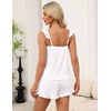 image:imageEkouaer Pajama for Women Set 2 Piece Ruffle Cami Top and Shorts PjsWhite