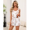 image:imageEkouaer Pajama for Women Set 2 Piece Ruffle Cami Top and Shorts PjsWhite Flower