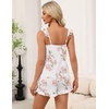 image:imageEkouaer Pajama for Women Set 2 Piece Ruffle Cami Top and Shorts PjsWhite Flower