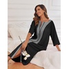 image:imageEkouaer Robes For Women Zipper Front 34 Sleeve Housecoats with PocketsBlack
