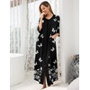 image:imageEkouaer Robes For Women Zipper Front 34 Sleeve Housecoats with PocketsBlack Butterfly