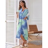 image:imageEkouaer Robes For Women Zipper Front 34 Sleeve Housecoats with PocketsGreen Tie Dye