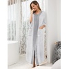 image:imageEkouaer Robes For Women Zipper Front 34 Sleeve Housecoats with PocketsGrey White Stripe