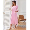 image:imageEkouaer Robes For Women Zipper Front 34 Sleeve Housecoats with PocketsPink Rose