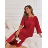 image:imageEkouaer Robes For Women Zipper Front 34 Sleeve Housecoats with PocketsRed