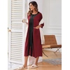 image:imageEkouaer Robes For Women Zipper Front 34 Sleeve Housecoats with PocketsWine Red