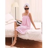 image:imageEkouaer Towel Robe for Women Short Spa Bath Wrap Towel Wrap Shower RobePink