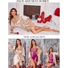 image:imageEkouaer Womens Satin Robe Kimono Bathrobe Short Ruffle Sleeve Silk Robes01champagne