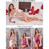 image:imageEkouaer Womens Satin Robe Kimono Bathrobe Short Ruffle Sleeve Silk Robes01pastel Pink