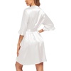 image:imageEkouaer Womens Satin Robe Kimono Bathrobe Short Ruffle Sleeve Silk Robes01white