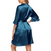 image:imageEkouaer Womens Satin Robe Kimono Bathrobe Short Ruffle Sleeve Silk RobesBlue Green