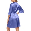 image:imageEkouaer Womens Satin Robe Kimono Bathrobe Short Ruffle Sleeve Silk RobesCobalt Blue