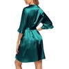image:imageEkouaer Womens Satin Robe Kimono Bathrobe Short Ruffle Sleeve Silk RobesDark Green
