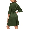image:imageEkouaer Womens Satin Robe Kimono Bathrobe Short Ruffle Sleeve Silk RobesDeep Green