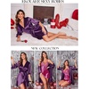 image:imageEkouaer Womens Satin Robe Kimono Bathrobe Short Ruffle Sleeve Silk RobesDeep Purple