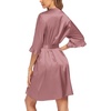image:imageEkouaer Womens Satin Robe Kimono Bathrobe Short Ruffle Sleeve Silk RobesGray Purple