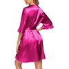 image:imageEkouaer Womens Satin Robe Kimono Bathrobe Short Ruffle Sleeve Silk RobesHot Pink