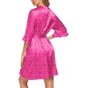 image:imageEkouaer Womens Satin Robe Kimono Bathrobe Short Ruffle Sleeve Silk RobesHot Pink Leopard
