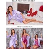 image:imageEkouaer Womens Satin Robe Kimono Bathrobe Short Ruffle Sleeve Silk RobesLavender