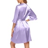image:imageEkouaer Womens Satin Robe Kimono Bathrobe Short Ruffle Sleeve Silk RobesLavender