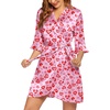 image:imageEkouaer Womens Satin Robe Kimono Bathrobe Short Ruffle Sleeve Silk RobesLeopard Heart