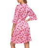 image:imageEkouaer Womens Satin Robe Kimono Bathrobe Short Ruffle Sleeve Silk RobesLeopard Heart