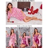 image:imageEkouaer Womens Satin Robe Kimono Bathrobe Short Ruffle Sleeve Silk RobesLeopard Heart