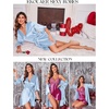 image:imageEkouaer Womens Satin Robe Kimono Bathrobe Short Ruffle Sleeve Silk RobesLight Blue
