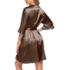image:imageEkouaer Womens Satin Robe Kimono Bathrobe Short Ruffle Sleeve Silk RobesLight Coffee