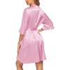 image:imageEkouaer Womens Satin Robe Kimono Bathrobe Short Ruffle Sleeve Silk RobesMisty Rose