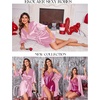 image:imageEkouaer Womens Satin Robe Kimono Bathrobe Short Ruffle Sleeve Silk RobesMisty Rose