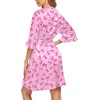 image:imageEkouaer Womens Satin Robe Kimono Bathrobe Short Ruffle Sleeve Silk RobesPink Bow
