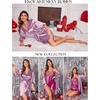 image:imageEkouaer Womens Satin Robe Kimono Bathrobe Short Ruffle Sleeve Silk RobesPurple Red