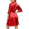 image:imageEkouaer Womens Satin Robe Kimono Bathrobe Short Ruffle Sleeve Silk RobesRed