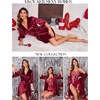 image:imageEkouaer Womens Satin Robe Kimono Bathrobe Short Ruffle Sleeve Silk RobesWine Red1
