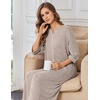 image:imageEkouaer Zipper Robes for Women 34 Sleeve Bathrobe Lightweight House CoatsKhaki