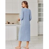 image:imageEkouaer Zipper Robes for Women 34 Sleeve Bathrobe Lightweight House CoatsLight Blue