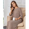 image:imageEkouaer Zipper Robes for Women 34 Sleeve Bathrobe Lightweight House CoatsLight Brown