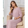image:imageEkouaer Zipper Robes for Women 34 Sleeve Bathrobe Lightweight House CoatsLight Pink