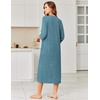 image:imageEkouaer Zipper Robes for Women 34 Sleeve Bathrobe Lightweight House CoatsSky Lake Blue