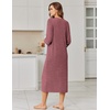 image:imageEkouaer Zipper Robes for Women 34 Sleeve Bathrobe Lightweight House CoatsWine Red