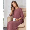 image:imageEkouaer Zipper Robes for Women 34 Sleeve Bathrobe Lightweight House CoatsWine Red