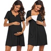image:imageEkouaer Labor and Delivery Gown Maternity Nursing Nightgown BreastfeedingBlack