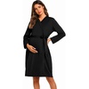 image:imageEkouaer Maternity Robe Labor Delivery Nursing Gown Breastfeeding BathrobesAblack